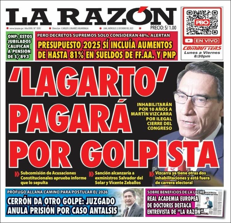 Portada de La Razón (Perú)