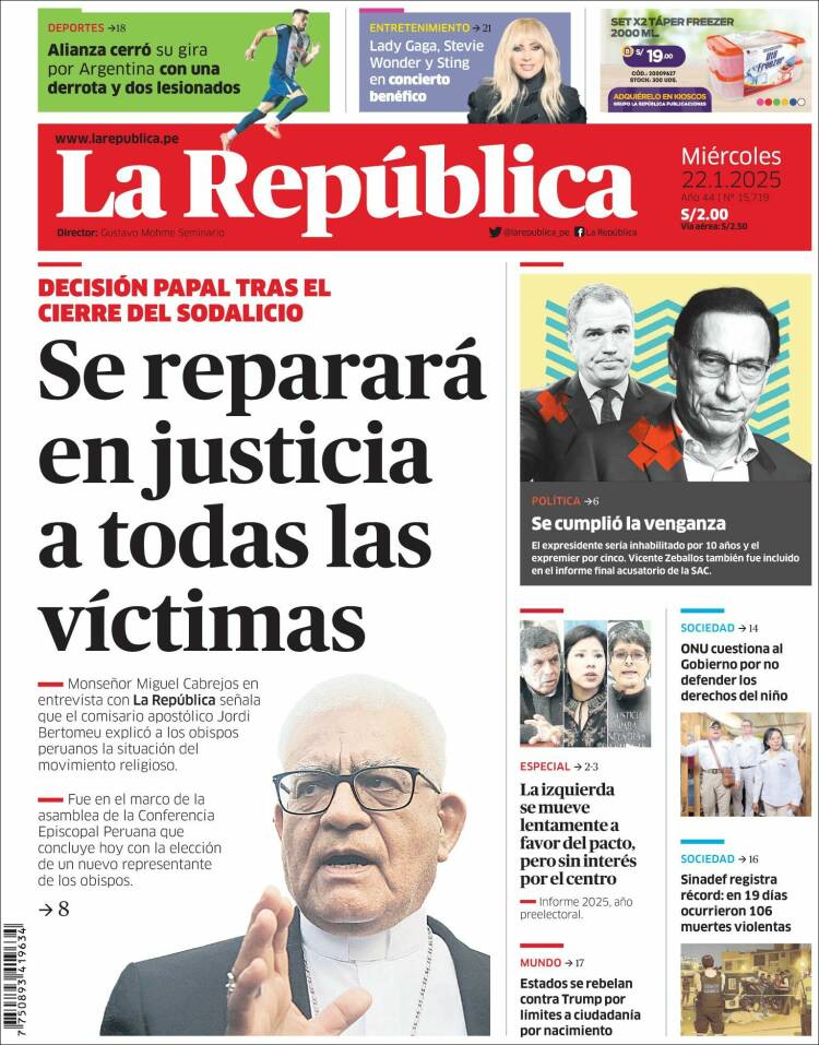 Portada de La Republica (Perú)