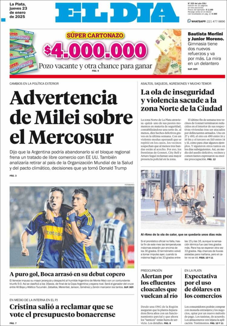 Portada de El Día de la Plata (Argentina)