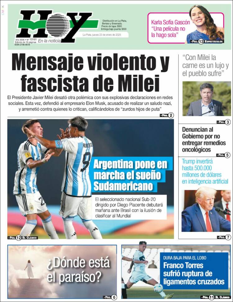 Portada de Diario Hoy (Argentina)