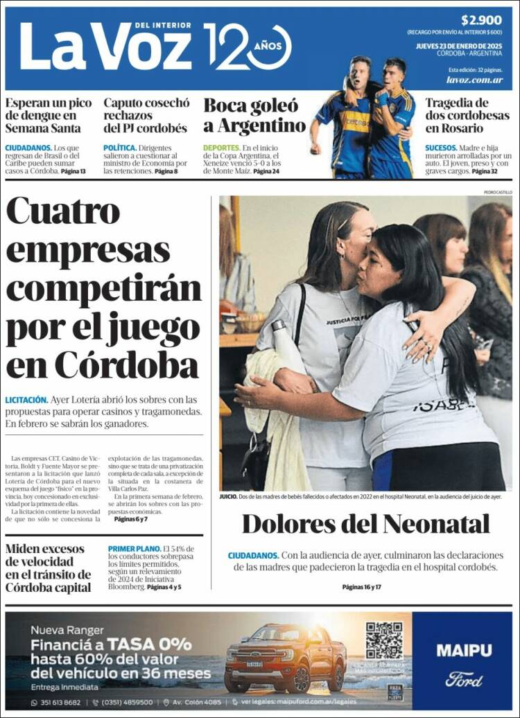 Portada de La Voz del Interior (Argentina)