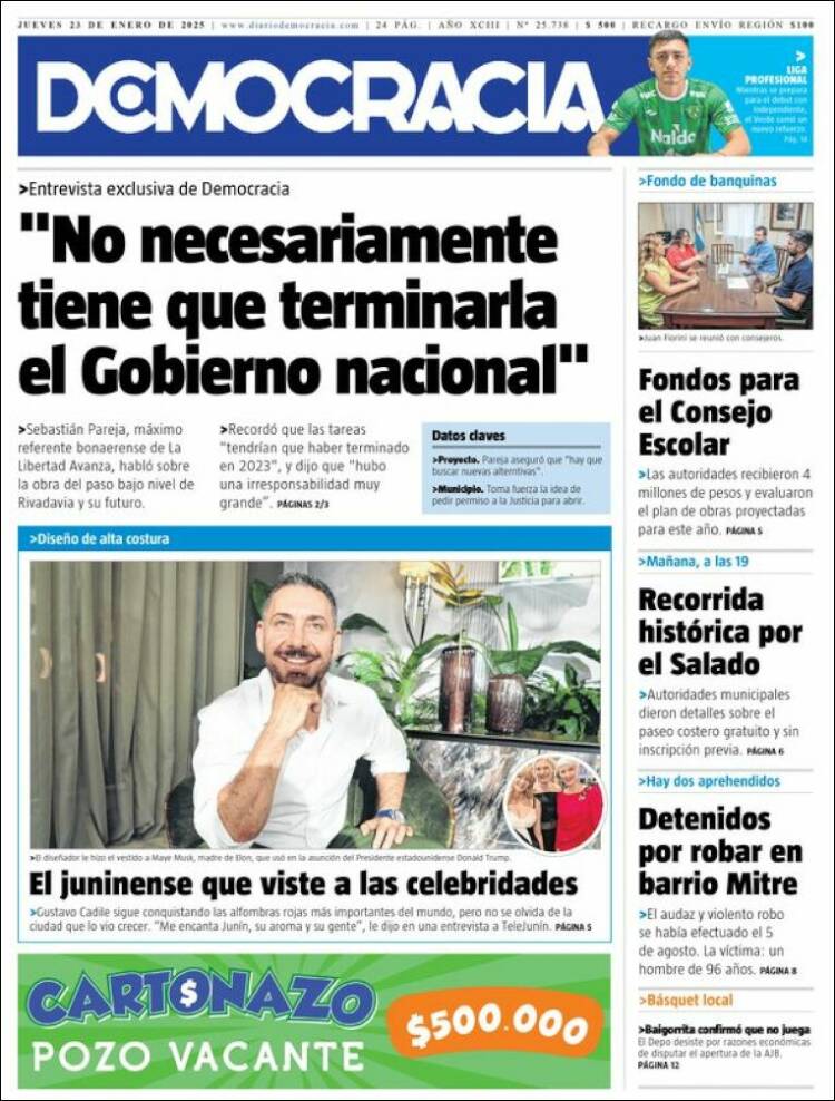 Portada de Diario Democracia (Argentina)