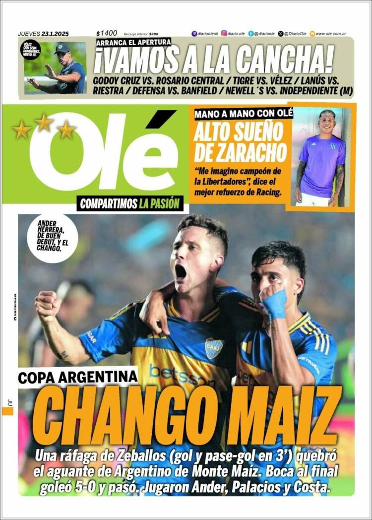 Portada de Olé (Argentina)