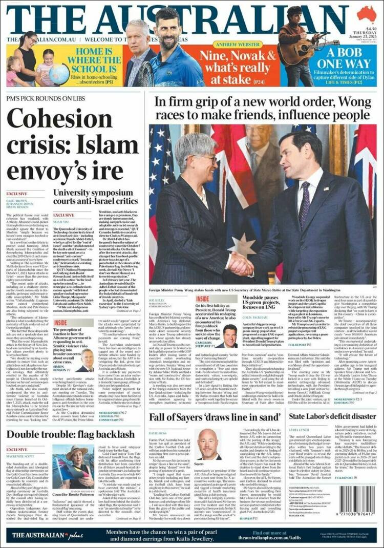 Portada de The Australian (Australia)