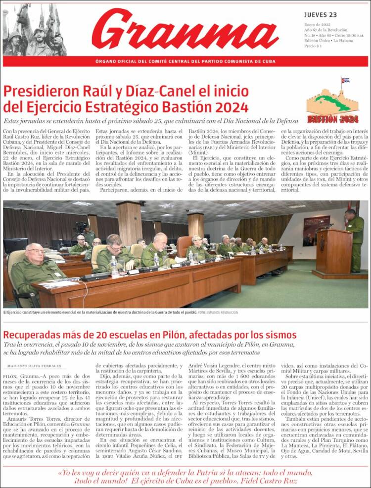 Portada de Granma (Cuba)