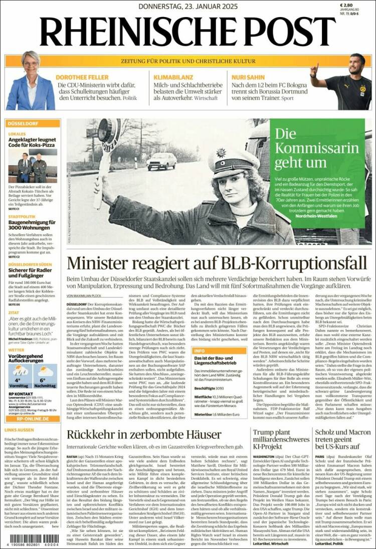 Portada de Rheinische Post (Alemania)