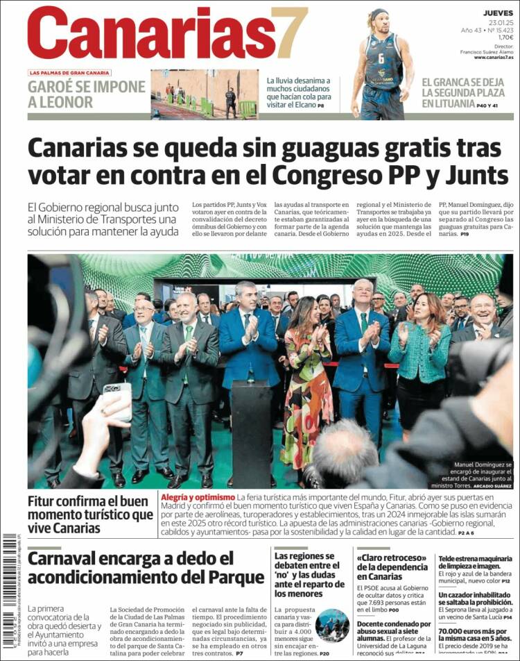 Portada de Canarias 7 (España)