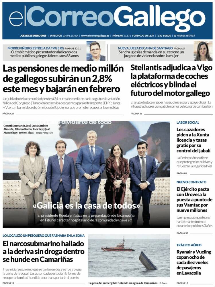 Portada de El Correo Gallego (España)