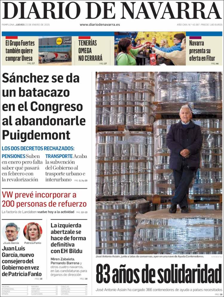 Portada de Diario de Navarra (España)