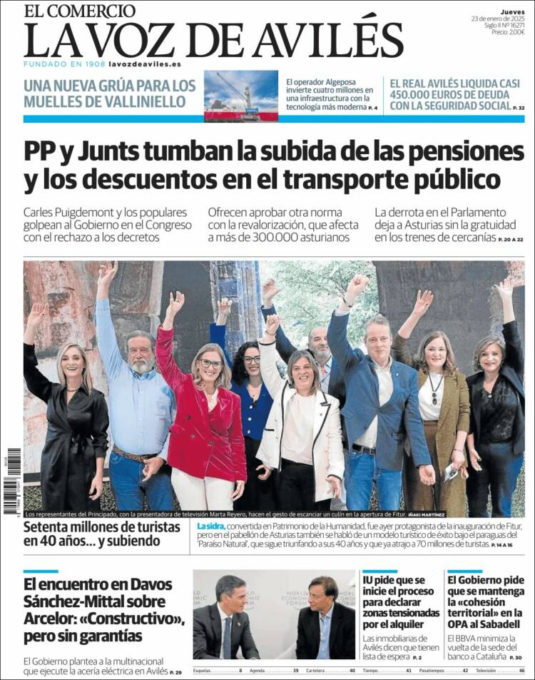 Portada de El Comercio - Avilés (España)