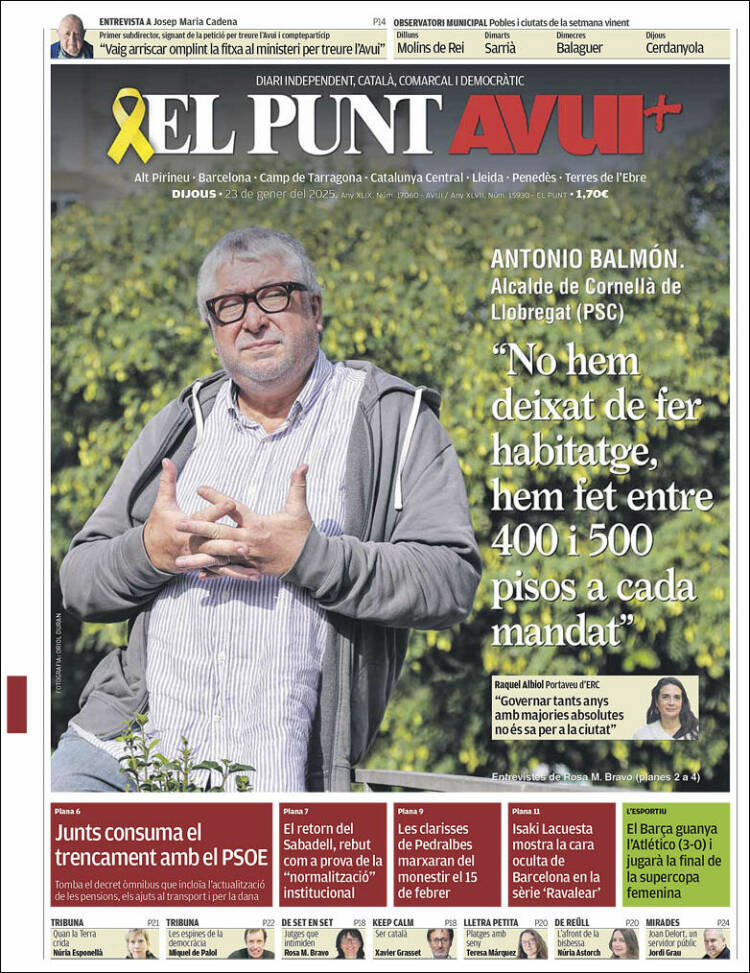 Portada de El Punt Avui (España)