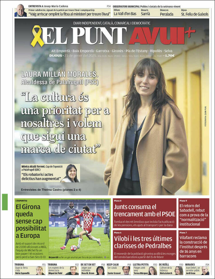 Portada de El Punt Avui - Girona (España)