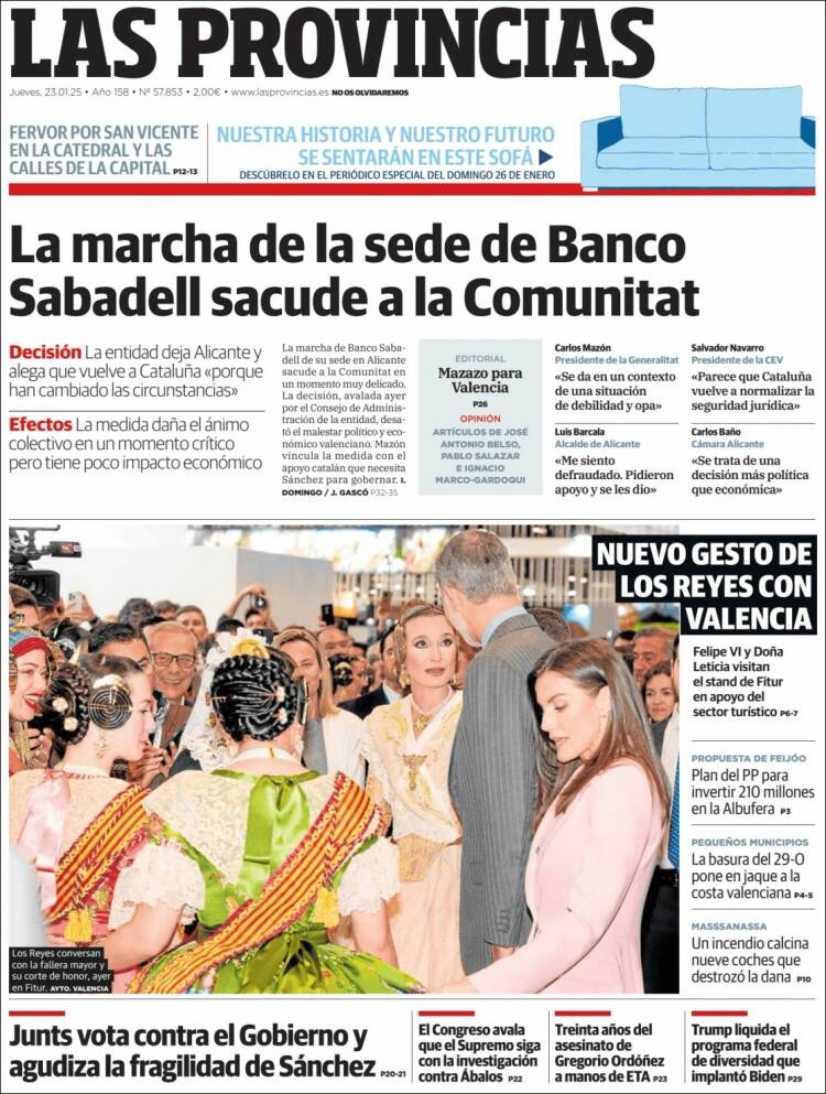 Portada de Las Provincias (España)