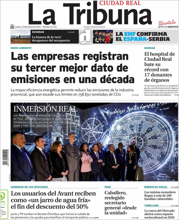 Portada de La Tribuna de Ciudad Real (España)