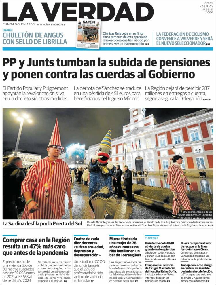 Portada de La Verdad de Murcia (España)