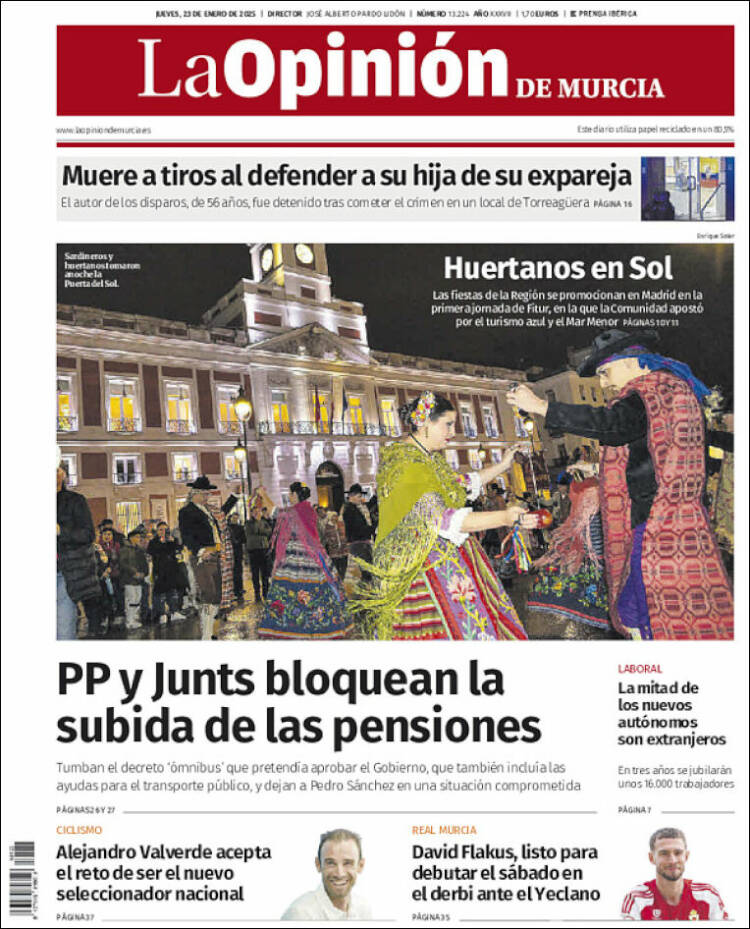 Portada de La Opinión de Murcia (España)