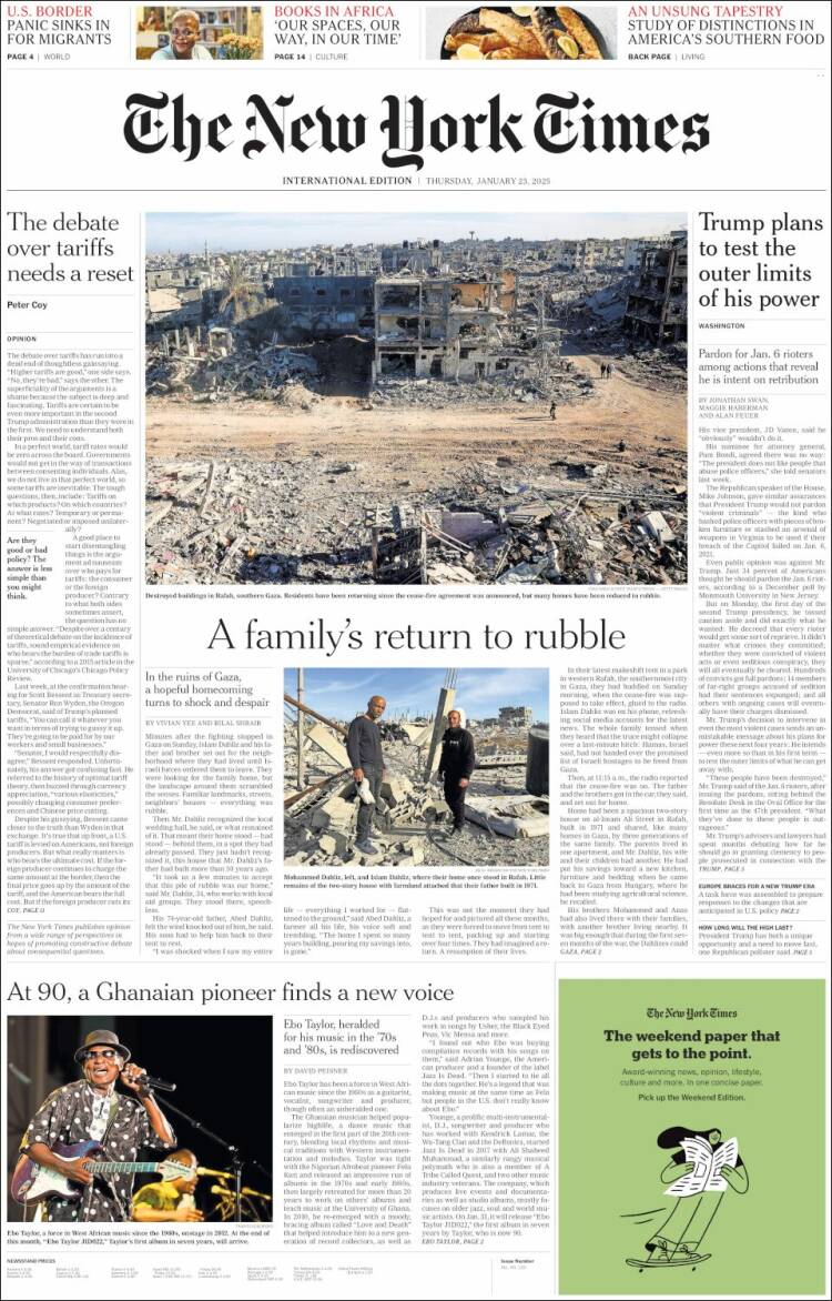 Portada de International New York Times (Europa)