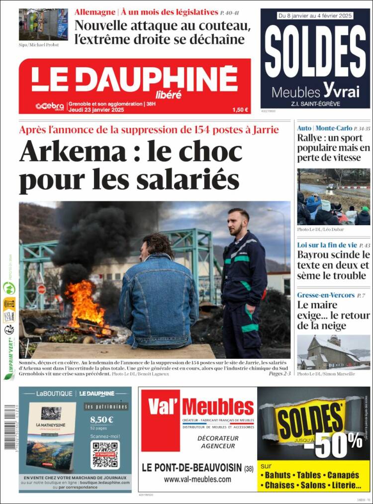 Portada de Le Dauphiné Libéré (Francia)