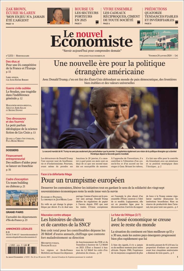 Portada de Le nouvel Economiste (Francia)