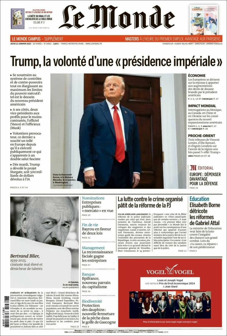 Portada de Le Monde (Francia)