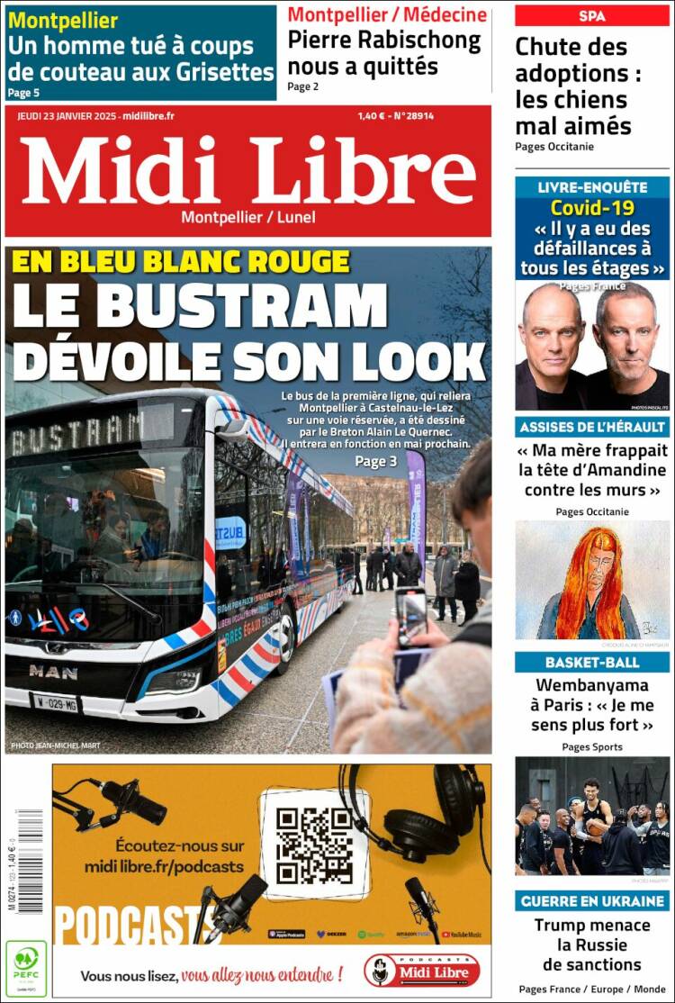 Portada de Midi Libre (Francia)