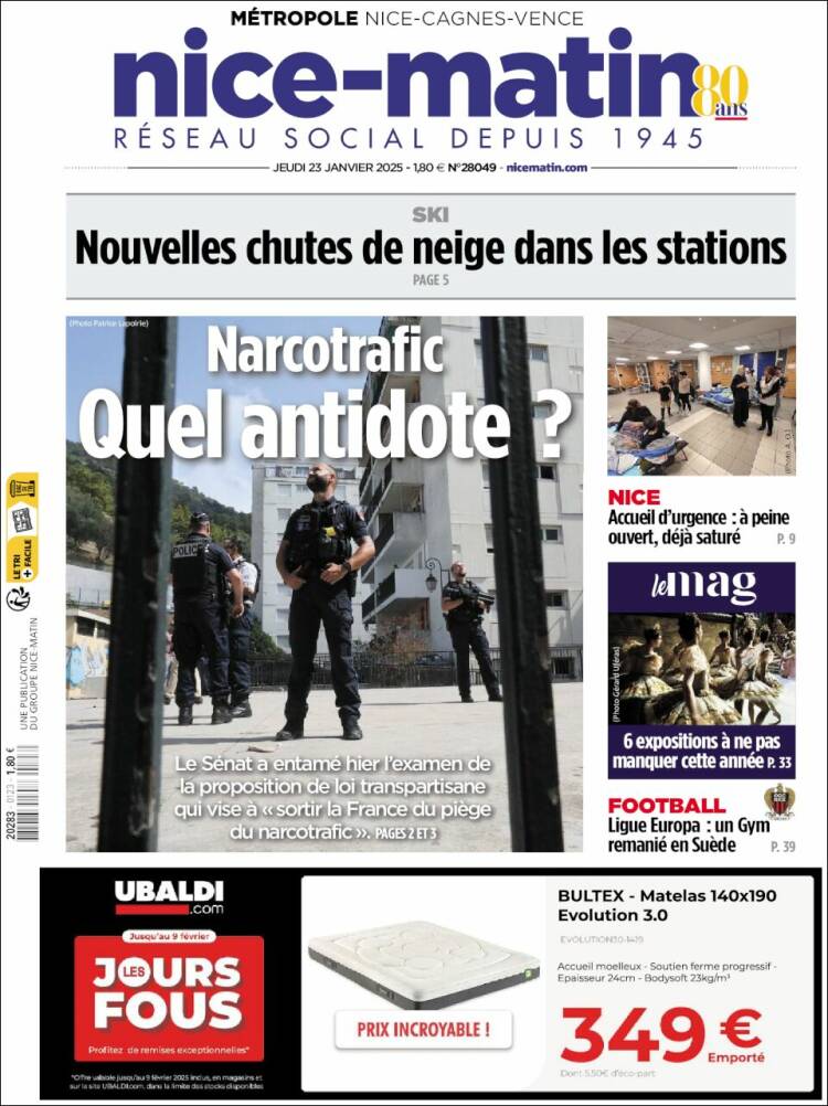 Portada de Nice-Matin (Francia)