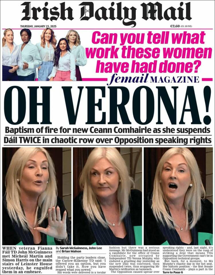 Portada de Irish Daily Mail (Irlanda)