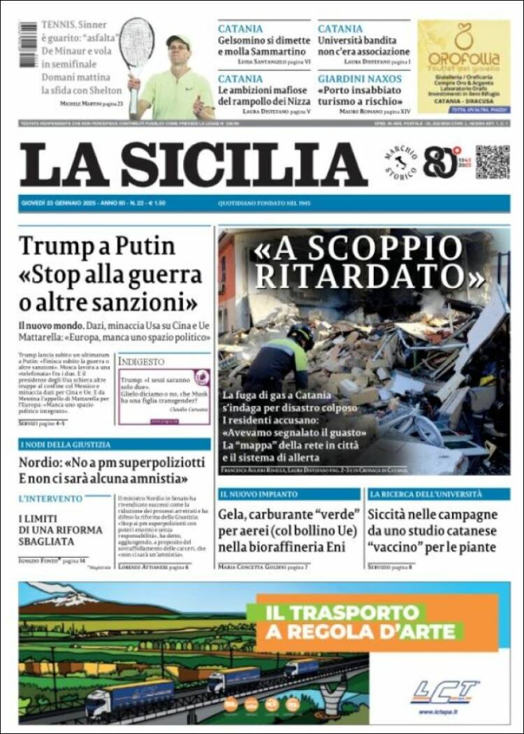 Portada de La Sicilia (Italia)