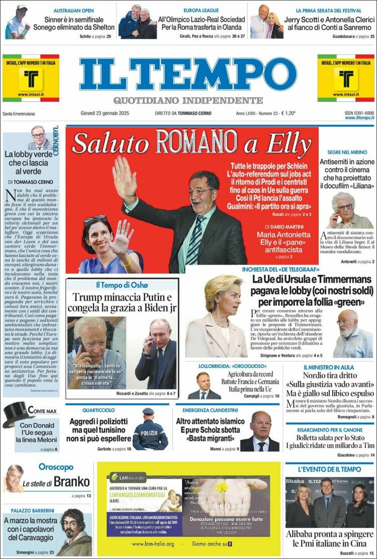 Portada de Il Tempo (Italia)