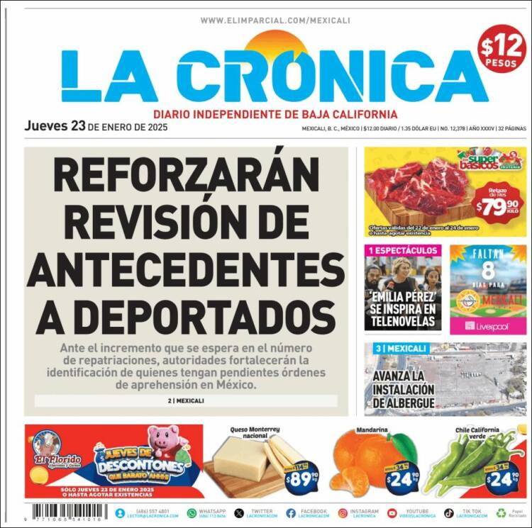 Portada de La Crónica de Baja California (México)
