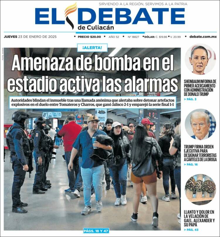 Portada de El Debate de Culiacán (México)