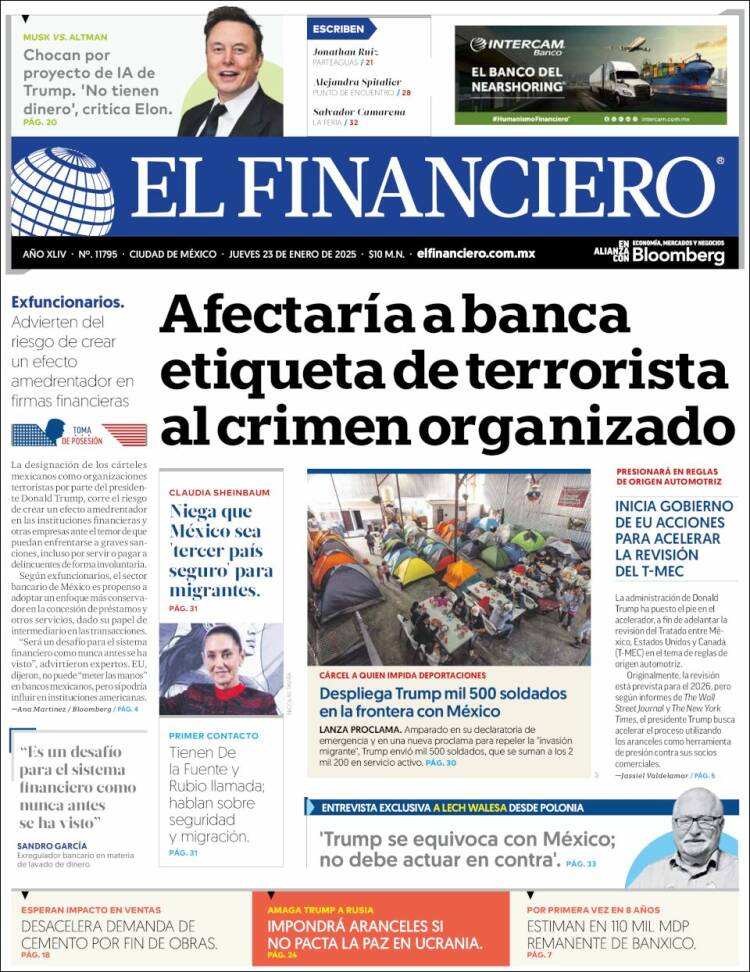 Portada de El Financiero (México)