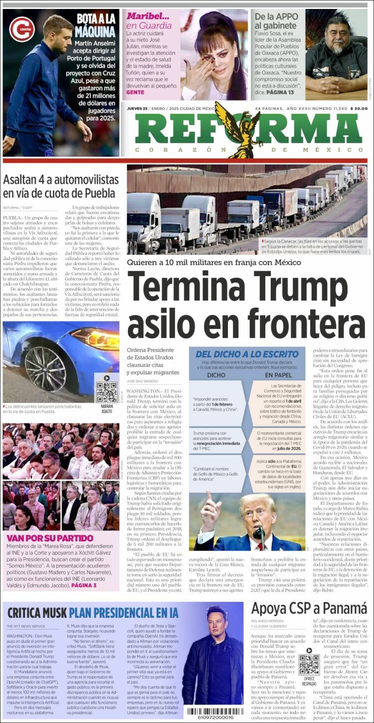 Portada de Reforma (México)