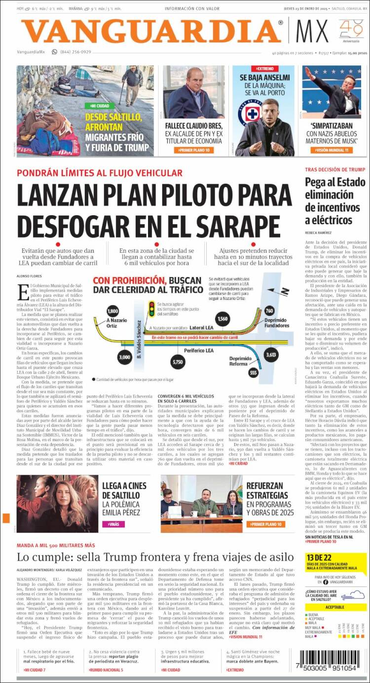 Portada de Vanguardia (México)