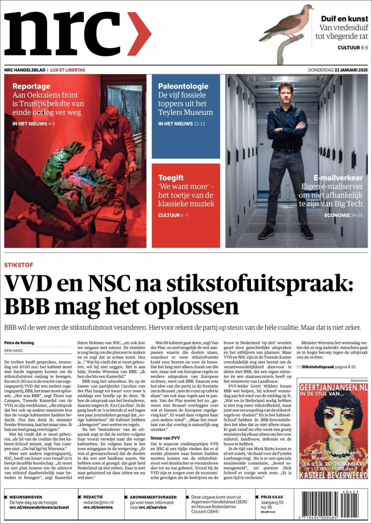 Portada de NRC Handelsblad (Pa&iacute;ses Bajos)