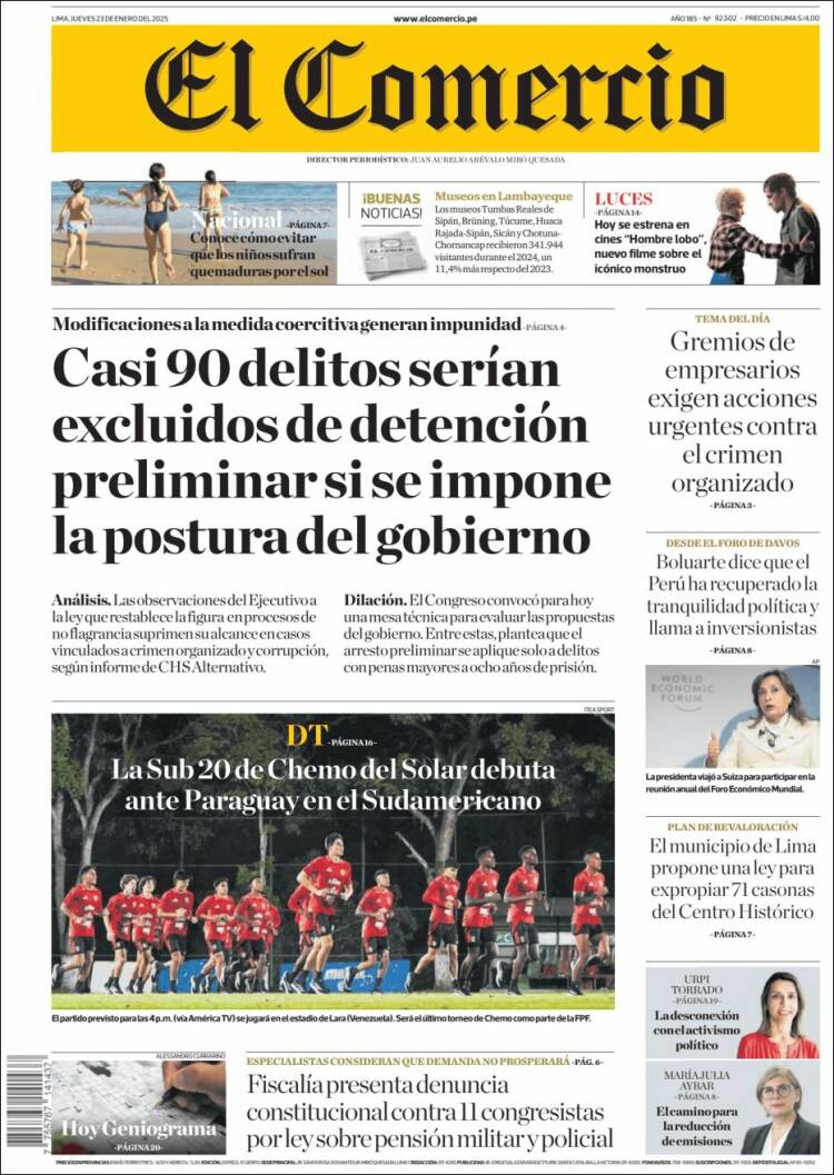 Portada de El Comercio (Per&uacute;)