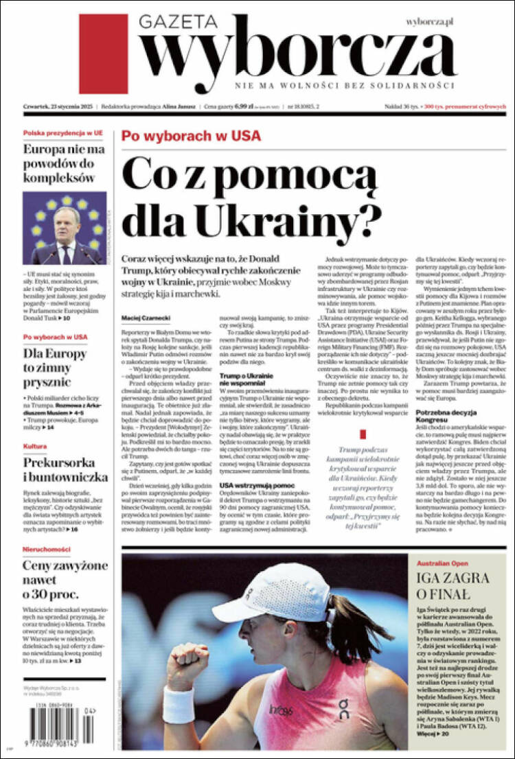 Portada de Gazeta Wyborcza (Polonia)