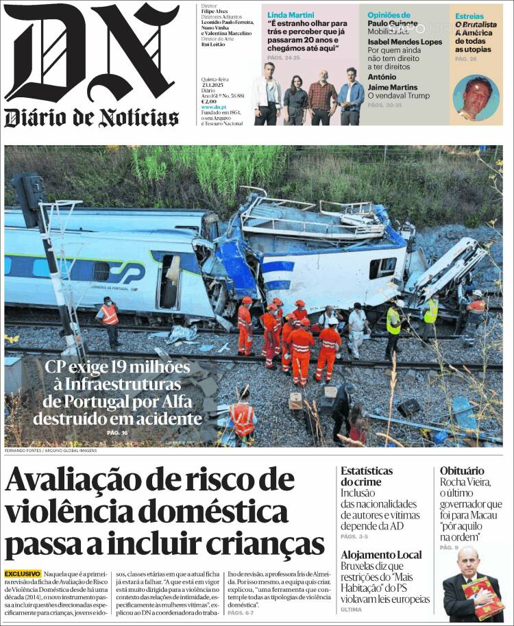 Portada de Diário de Noticias (Portugal)