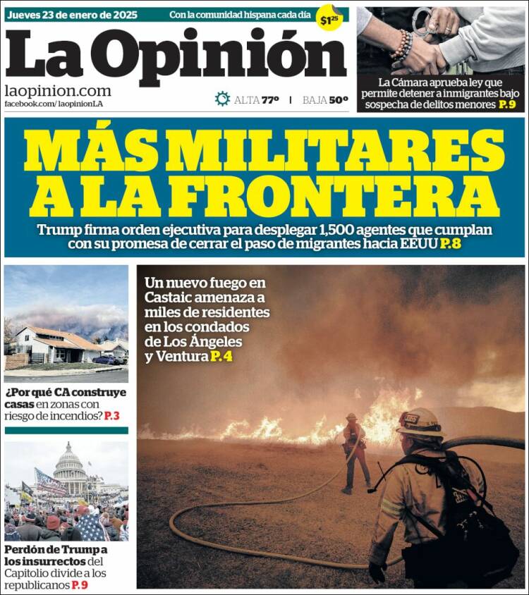 Portada de La Opinión (USA)