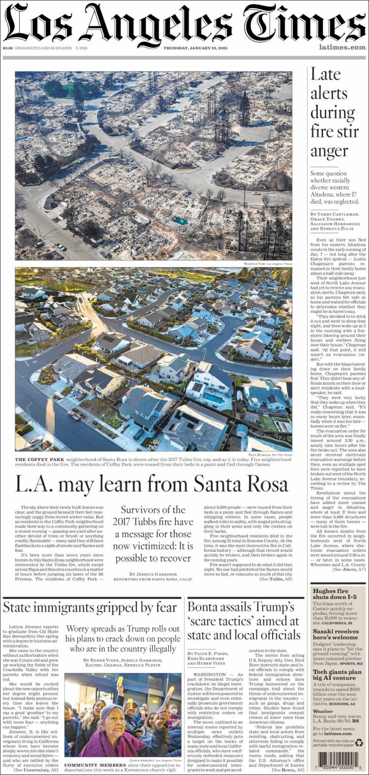 Portada de Los Angeles Times (USA)