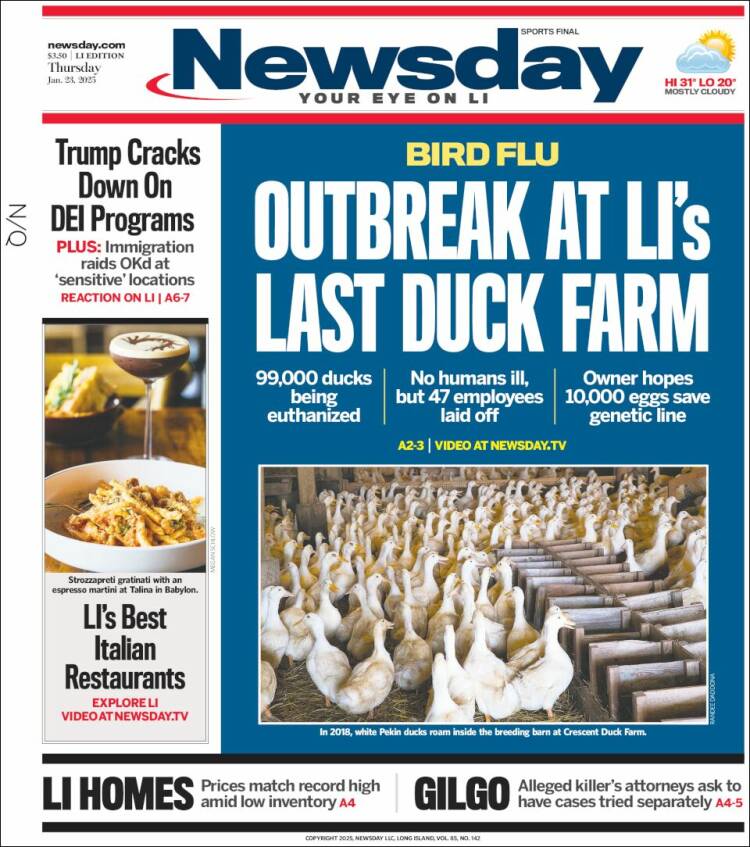 Portada de Newsday (USA)