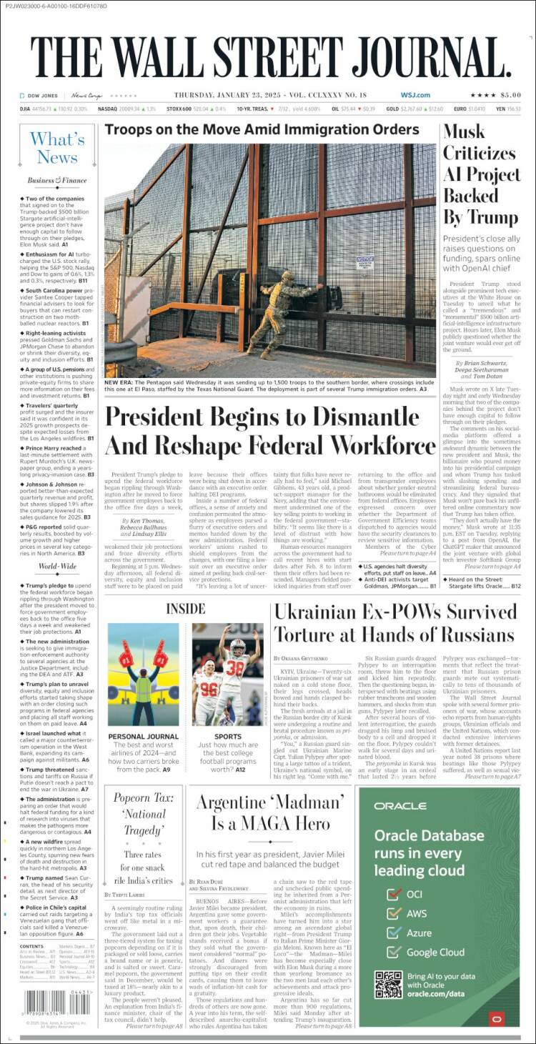 Portada de Wall Street Journal (USA)