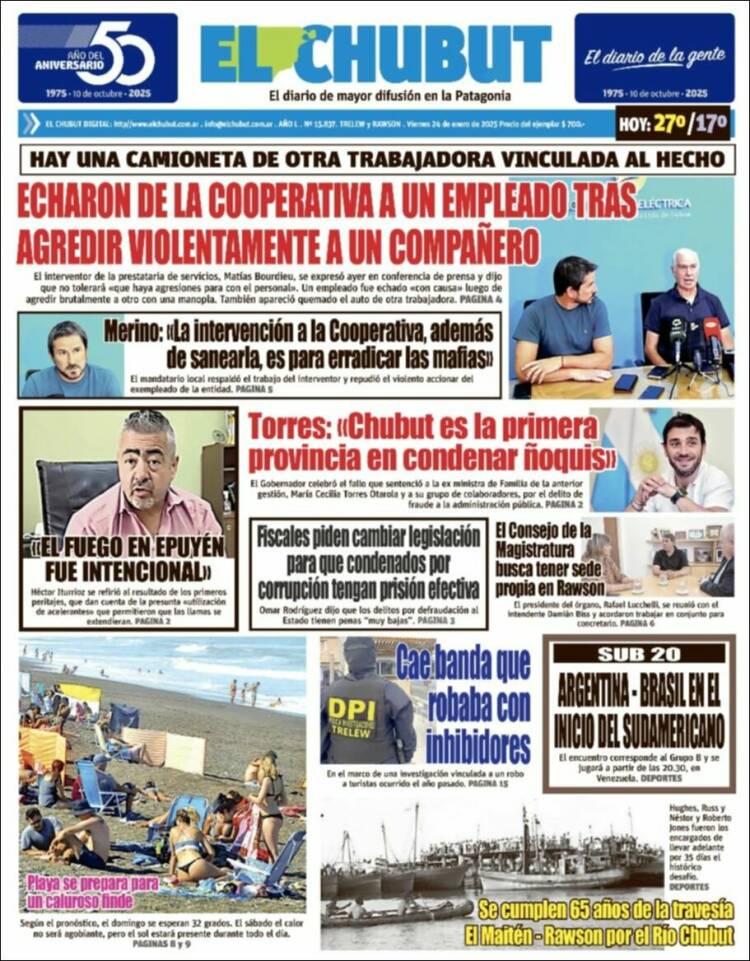 Portada de El Chubut (Argentina)