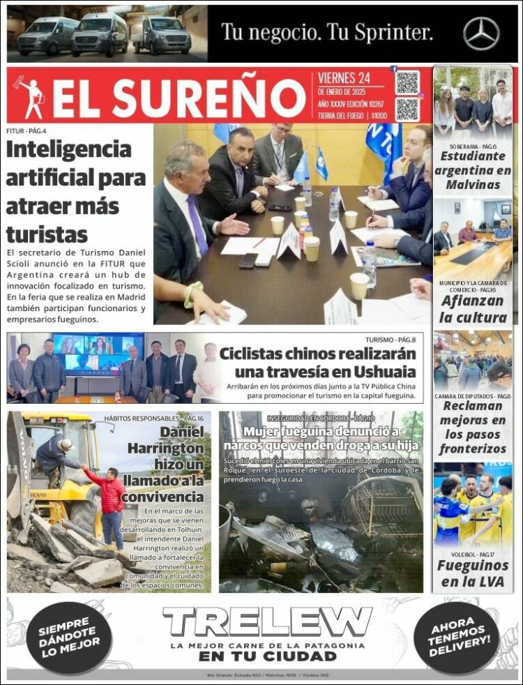 Portada de Diario El Sureño (Argentina)