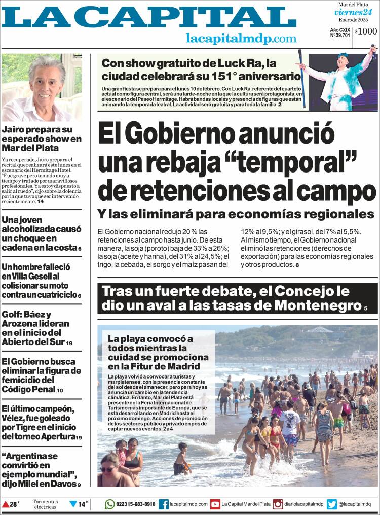 Portada de Diario La Capital - Mar del Plata (Argentina)