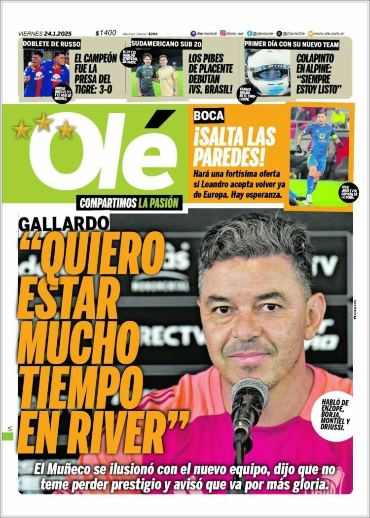 Portada de Olé (Argentina)