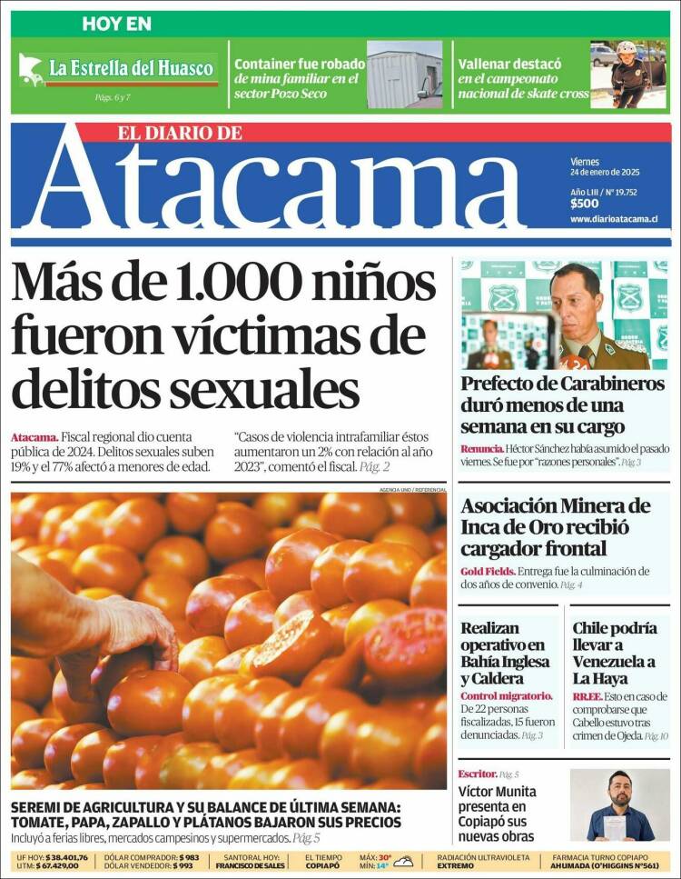 Portada de Diario de Atacama (Chile)