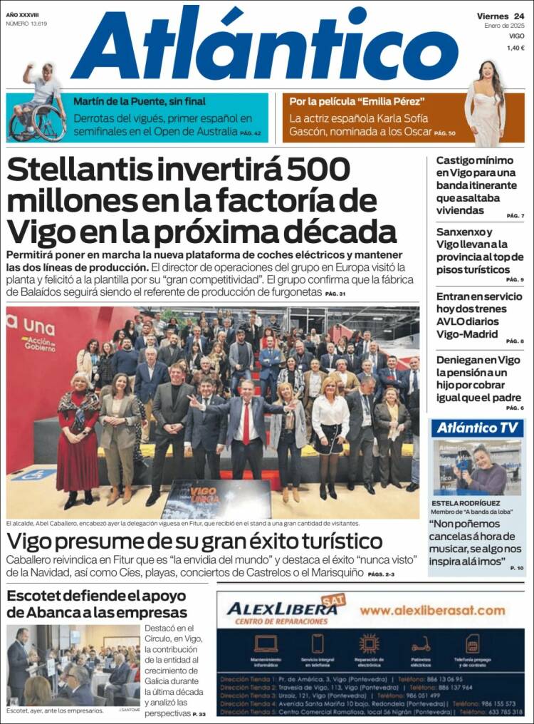 Portada de Atlántico Diario (España)