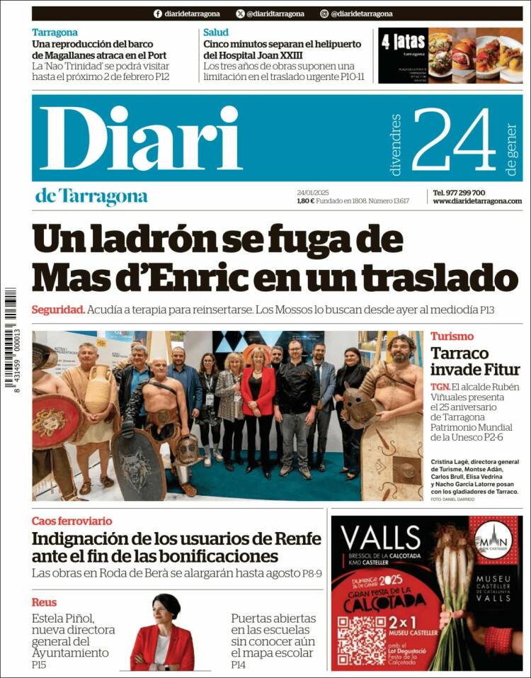 Portada de Diari de Tarragona (España)