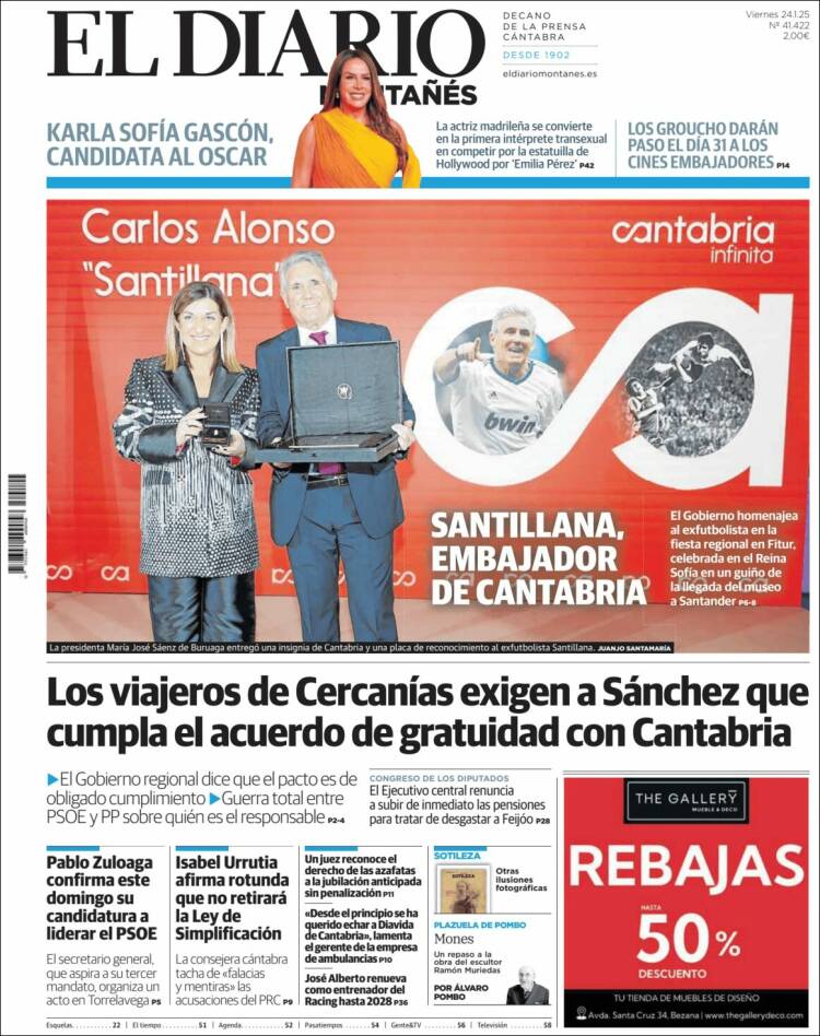 Portada de El Diario Montañés (España)